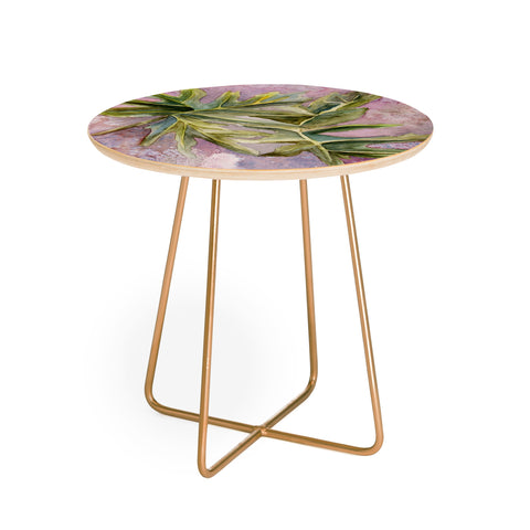 Rosie Brown Tropical Foliage Round Side Table