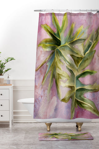 Rosie Brown Tropical Foliage Shower Curtain And Mat