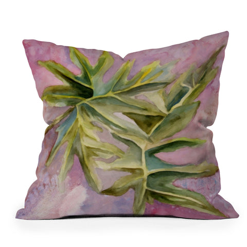 Rosie Brown Tropical Foliage Throw Pillow