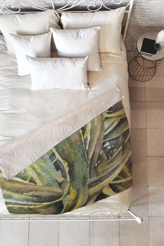 Rosie Brown Tropical Greens Fleece Throw Blanket