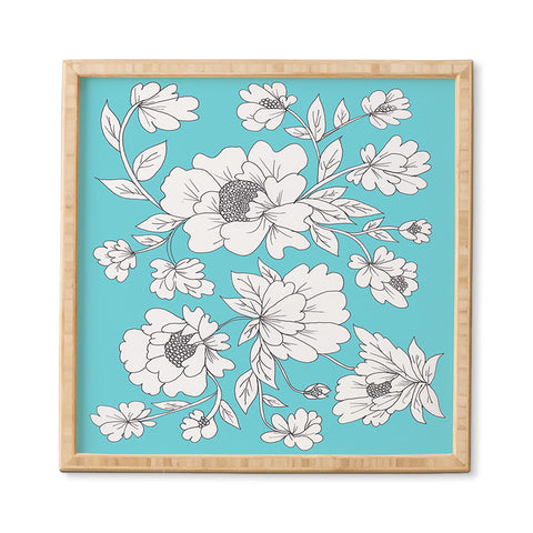 Rosie Brown Turquoise Floral Framed Wall Art