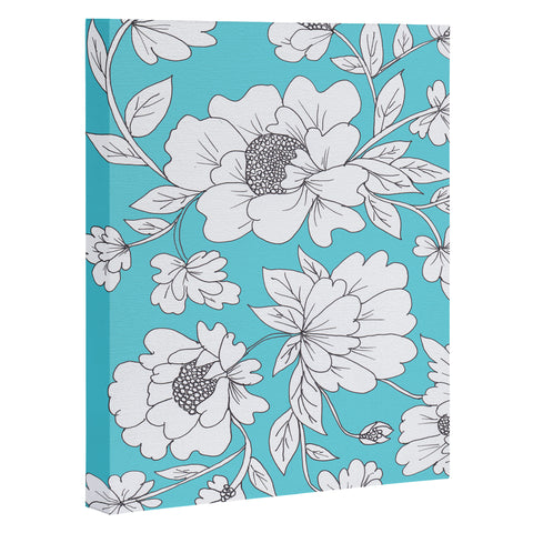 Rosie Brown Turquoise Floral Art Canvas