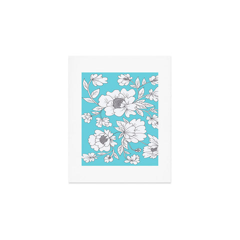 Rosie Brown Turquoise Floral Art Print