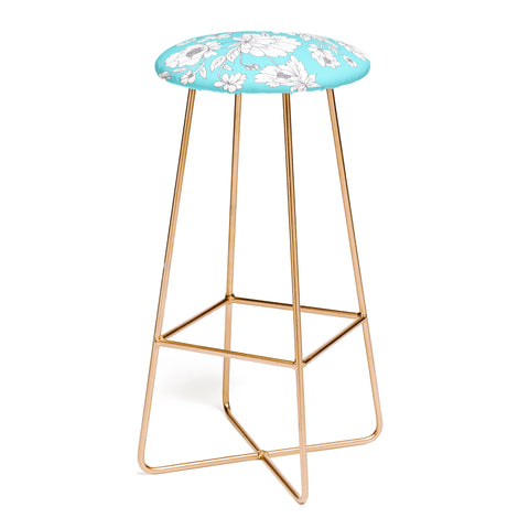 Rosie Brown Turquoise Floral Bar Stool