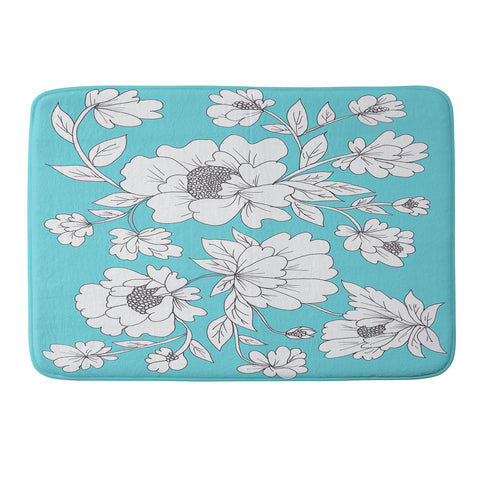 Rosie Brown Turquoise Floral Memory Foam Bath Mat