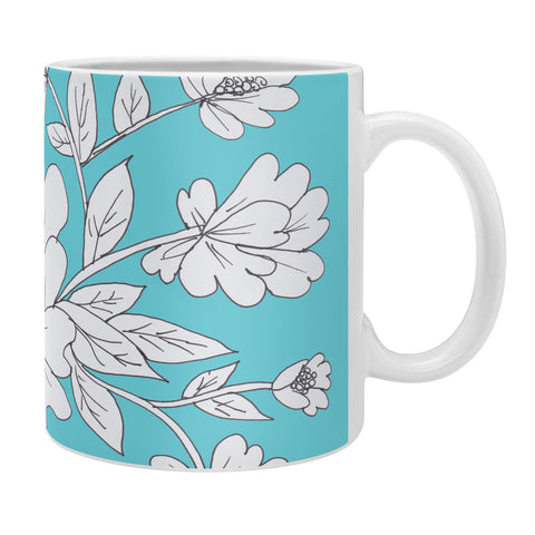 Rosie Brown Turquoise Floral Coffee Mug