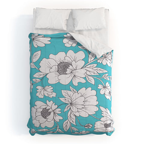 Rosie Brown Turquoise Floral Comforter