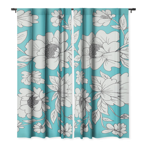 Rosie Brown Turquoise Floral Blackout Non Repeat
