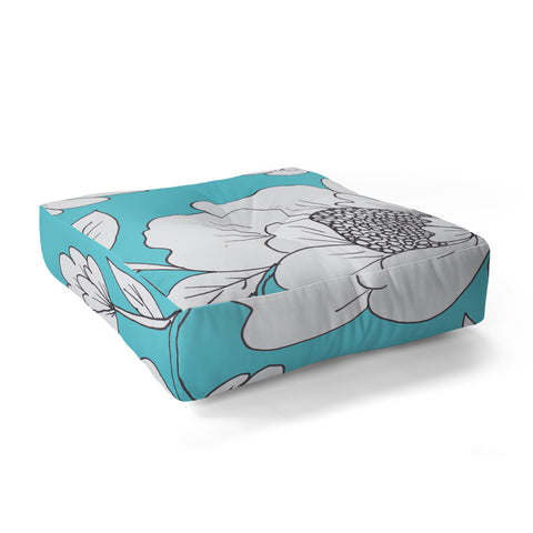 Rosie Brown Turquoise Floral Floor Pillow Square