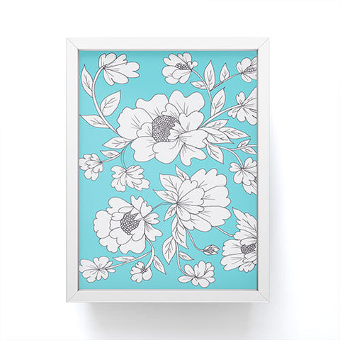 Rosie Brown Turquoise Floral Framed Mini Art Print