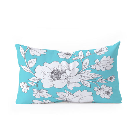 Rosie Brown Turquoise Floral Oblong Throw Pillow