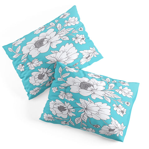 Rosie Brown Turquoise Floral Pillow Shams