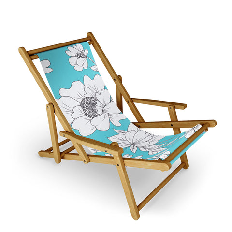 Rosie Brown Turquoise Floral Sling Chair