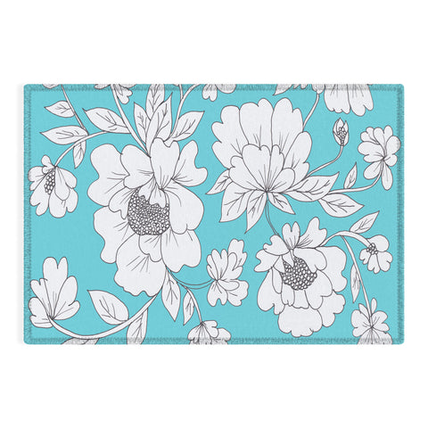 Rosie Brown Turquoise Floral Outdoor Rug