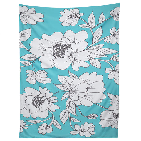 Rosie Brown Turquoise Floral Tapestry