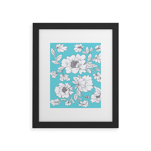 Rosie Brown Turquoise Floral Framed Art Print