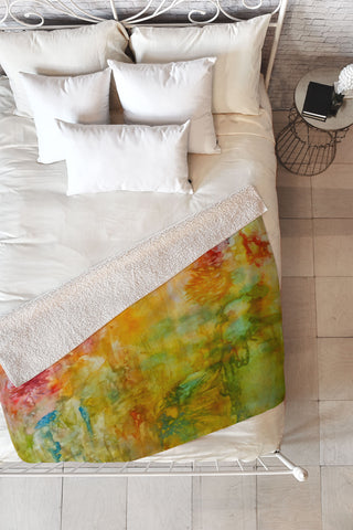 Rosie Brown Wallflower Fleece Throw Blanket