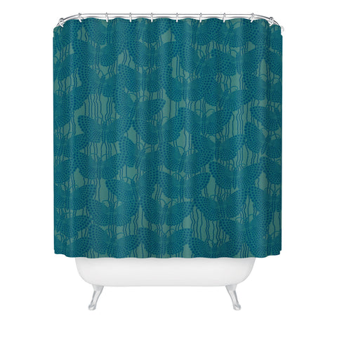 Ruby Door Butterflies And Pearls In Blue Shower Curtain