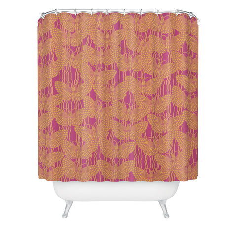 Ruby Door Butterflies And Pearls In Pink Shower Curtain