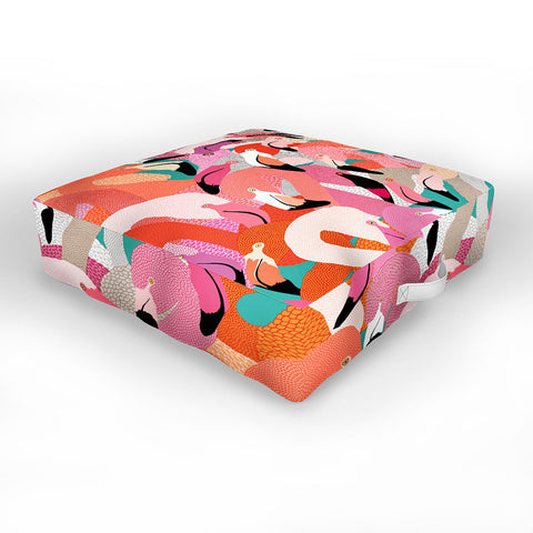 Ruby Door Flamingo Flock Outdoor Floor Cushion