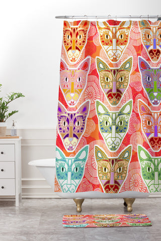 Ruby Door Mexicali Cats Shower Curtain And Mat