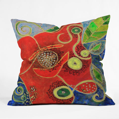 Ruby Door Poppy And Juggler Outdoor Throw Pillow