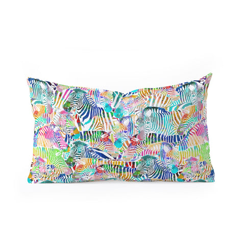 Ruby Door Rainbow Zebras Oblong Throw Pillow