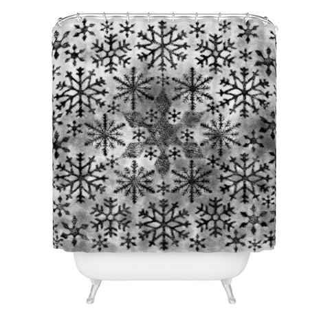 Ruby Door Snow Leopard Snowflake Shower Curtain