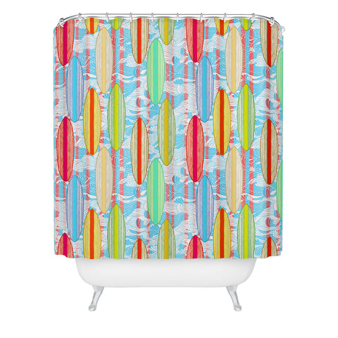 Ruby Door Surfer Stripe In Brights Shower Curtain