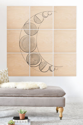 Runa Creative Co The Lunar Phases Wood Wall Mural