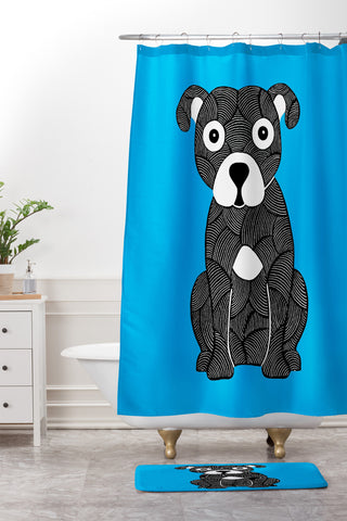 S Eifrid Boscoe Blue Shower Curtain And Mat