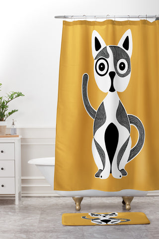 S Eifrid Jack Cat Gold Shower Curtain And Mat