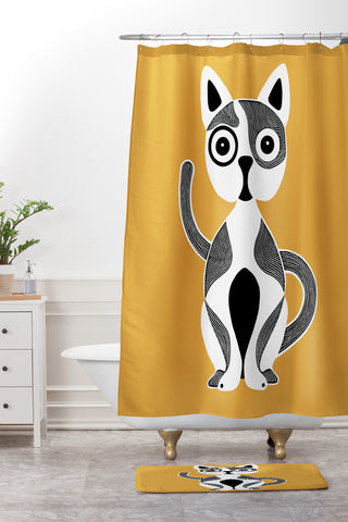 S Eifrid Jack Cat Gold Shower Curtain And Mat