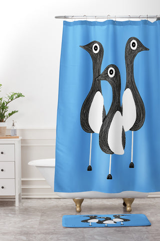 S Eifrid The Birds Blue Shower Curtain And Mat