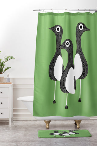 S Eifrid The Birds Green Shower Curtain And Mat