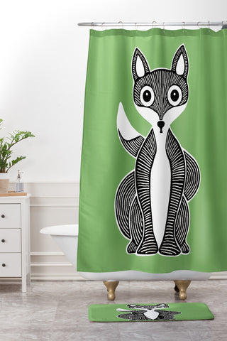S Eifrid The Fox Green Shower Curtain And Mat