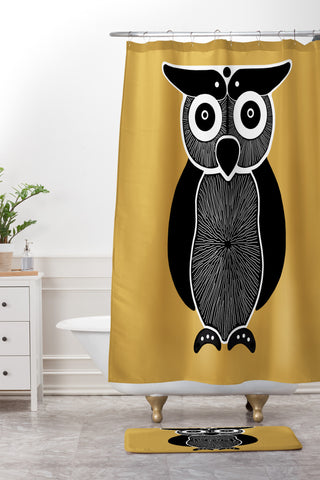 S Eifrid The Owl Gold Shower Curtain And Mat