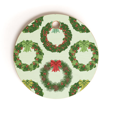 Sabine Reinhart Christmas Wreaths Cutting Board Round