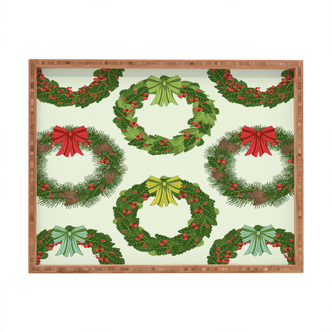 Sabine Reinhart Christmas Wreaths Rectangular Tray