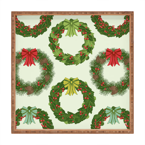 Sabine Reinhart Christmas Wreaths Square Tray