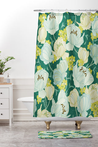 Sabine Reinhart Flower Fields Shower Curtain And Mat