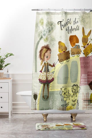 Sabine Reinhart Let Us Travel The World Shower Curtain And Mat