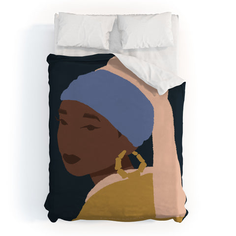 Sabrena Khadija The Girl With A Bamboo Earring Duvet Cover