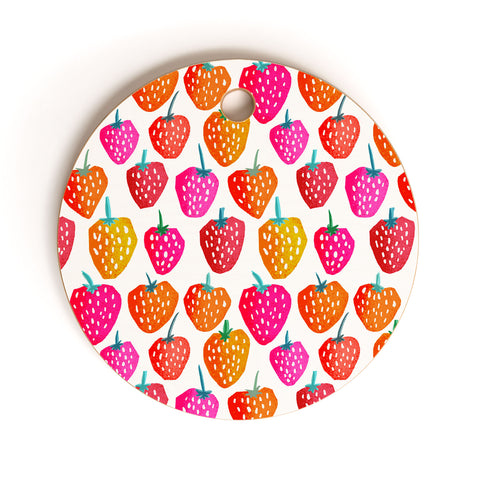 Sam Osborne Bold Strawberries Cutting Board Round