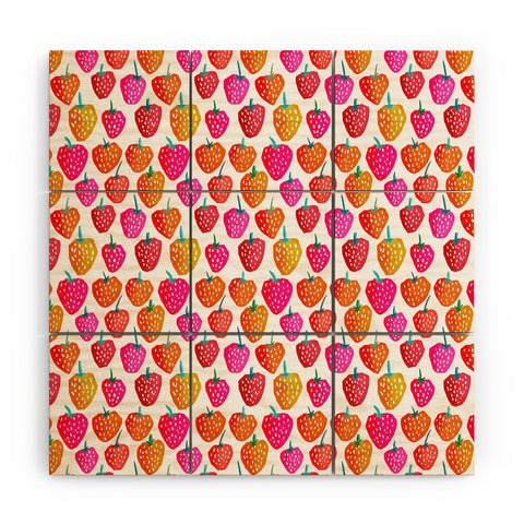 Sam Osborne Bold Strawberries Wood Wall Mural