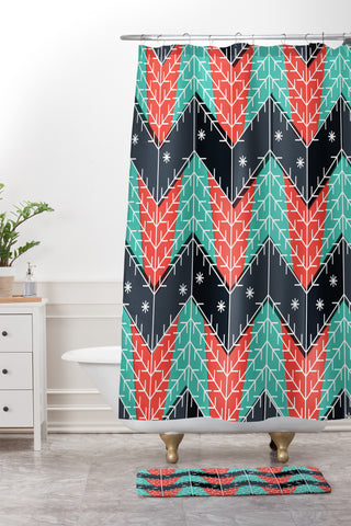 Sam Osborne Christmas Trees Shower Curtain And Mat
