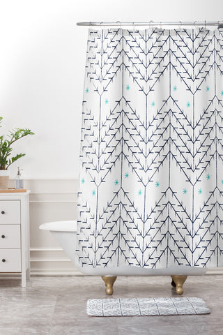 Sam Osborne Christmas Trees Snow Shower Curtain And Mat