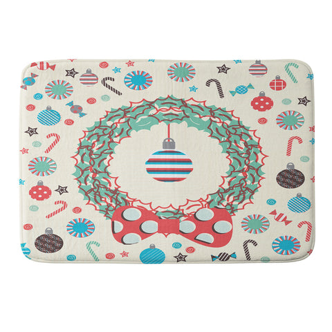 Sam Osborne Christmas Wreath Memory Foam Bath Mat