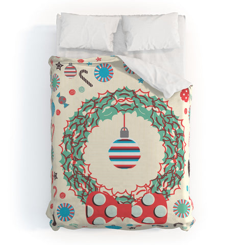 Sam Osborne Christmas Wreath Duvet Cover