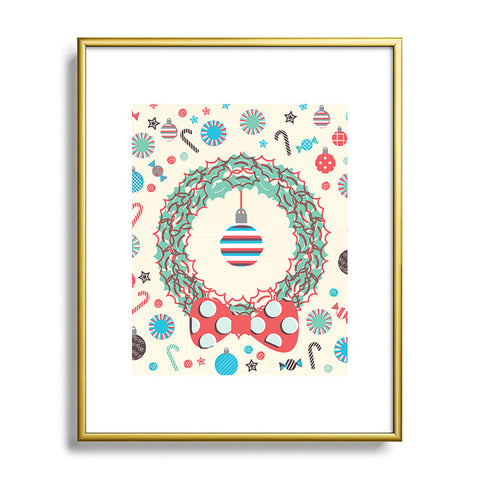 Sam Osborne Christmas Wreath Metal Framed Art Print